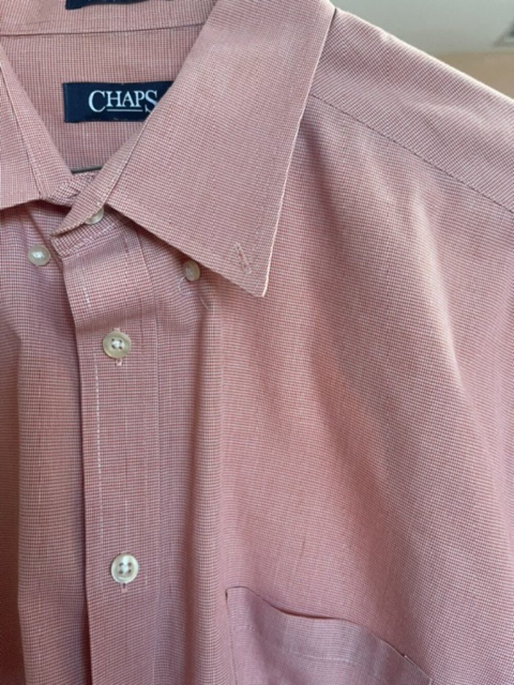 Chaps Button Down Shirt Mens Burnt Orange Long Sleeve 17 1/2,  36/37